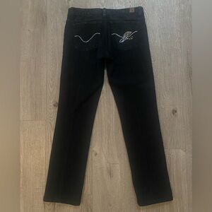 Guess Jeans Black Denim with Rhinestone Pockets Straight Leg Bling 90s size 31